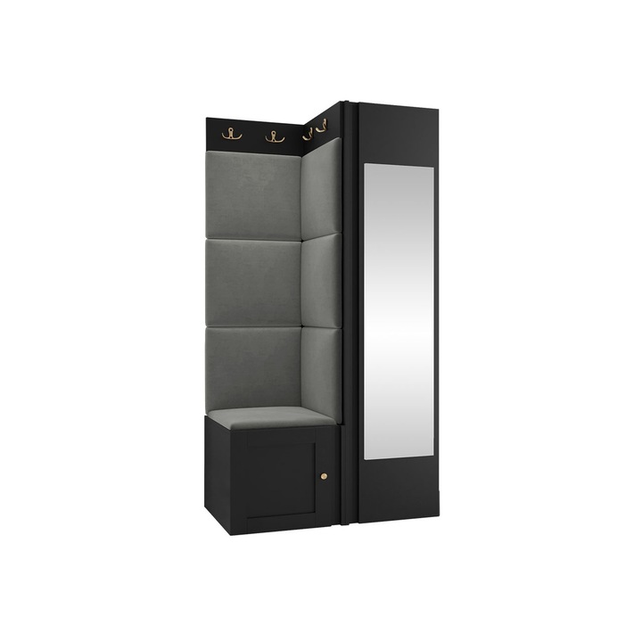 Mobilier pentru hol Terospito XXVI, MIRJAN24, negru / gri, 46x82x186 cm