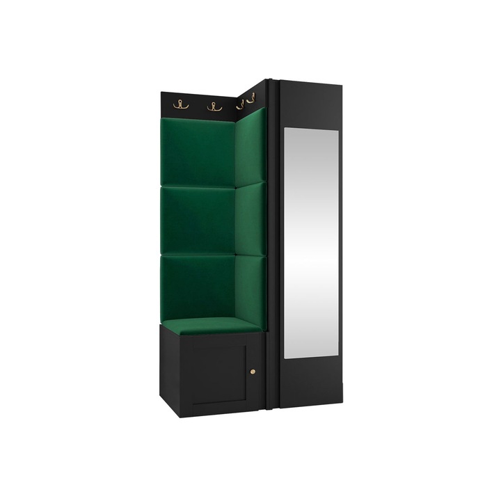 Mobilier pentru hol Terospito XXVI, MIRJAN24, negru / verde, 46x82x186 cm