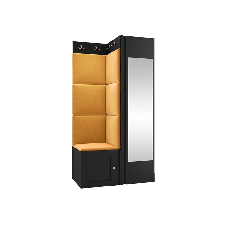 Mobilier pentru hol Terospito XXVI, MIRJAN24, negru / galben, 46x82x186 cm