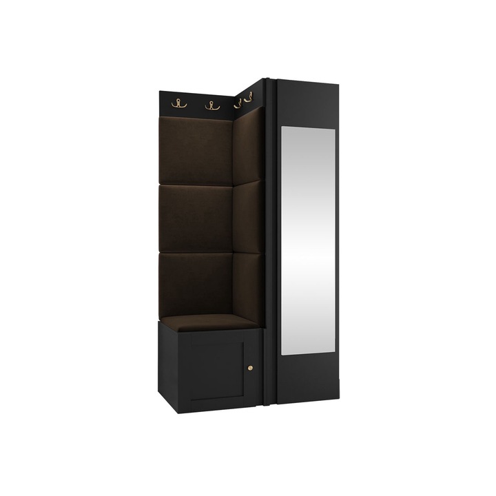 Mobilier pentru hol Terospito XXVI, MIRJAN24, negru / maro, 46x82x186 cm
