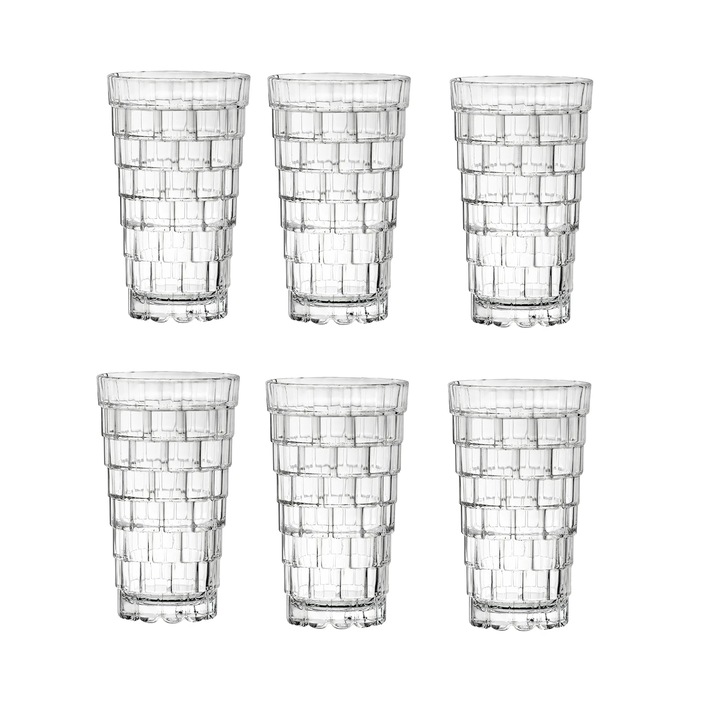 Set 6 pahare superpozabile Stack HB, RCR Crystal, Ideale pentru sucuri si cocktail-uri, 39 cl