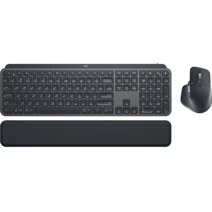 Set tastatura si mouse Logitech MX Keys combo Gen 2, QWERTZ german, grafit, wireless, Bluetooth