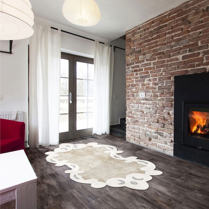 Килим Asi Home Fur, 80 x 150 см, полиестер, кремав