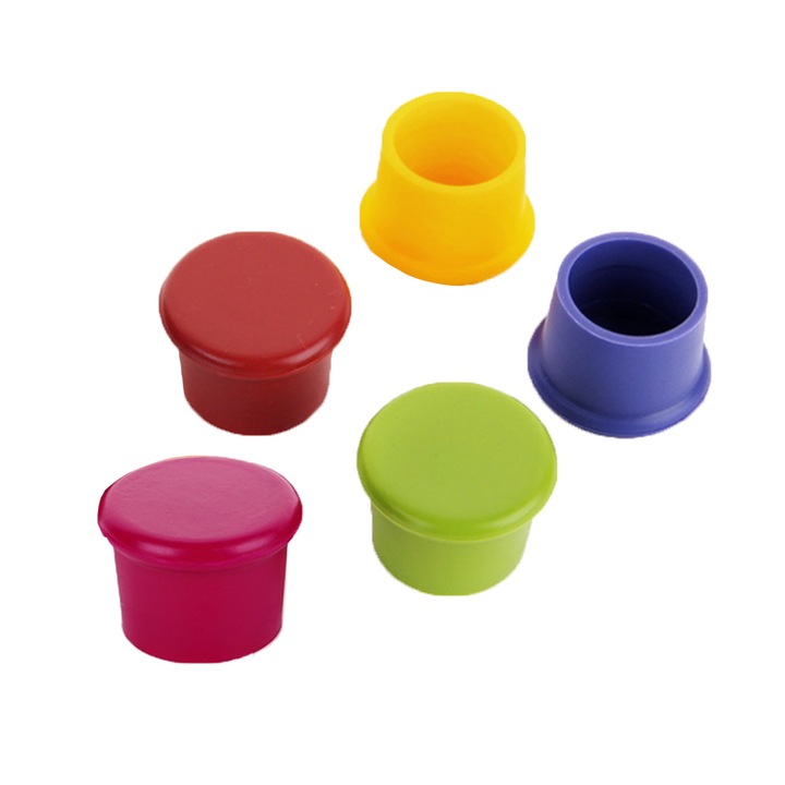 Set 5 dopuri ElastiX din silicon, pentru sticle, multicolor