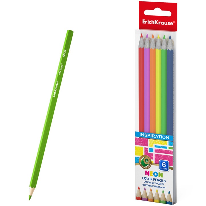 Erich Krause Artberry Hexagonal Neon Colors színes ceruzák, 6 db/szett
