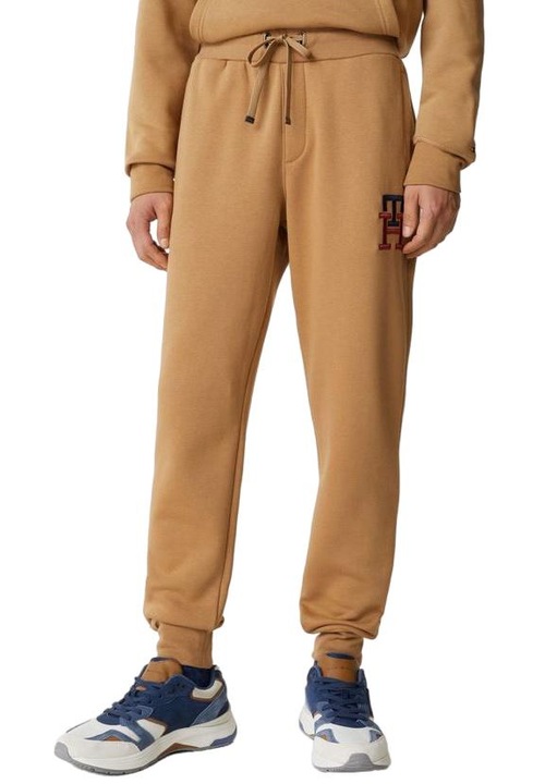 Pantaloni Tommy Hilfiger Essential Monogram, Bumbac, Nude, Nude