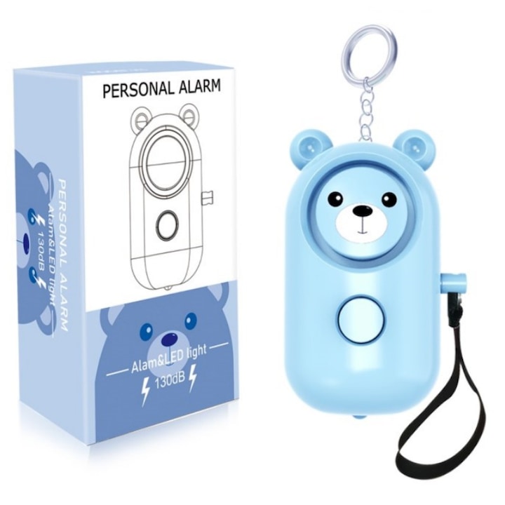 Ключодържател тип персонална аларма, BOMSTOM, 130dB, син