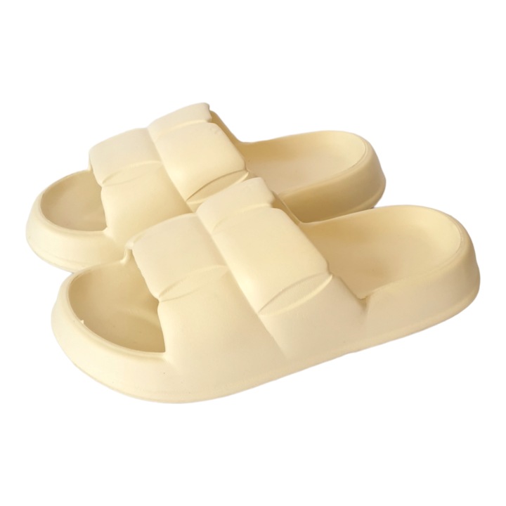 Papuci de plaja dama cu talpa groasa, crem, PD07, Crem, 38-39