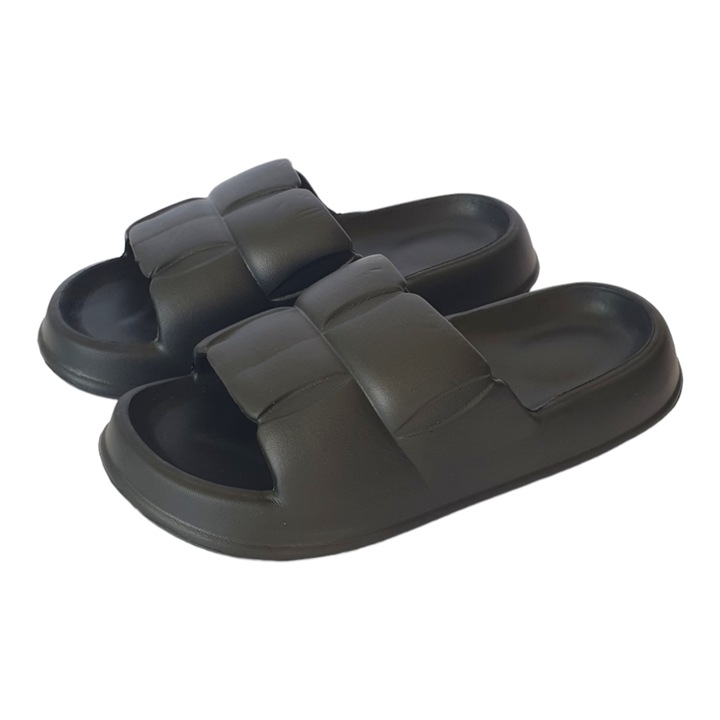 Papuci de plaja dama cu talpa groasa, negru, PD08, Negru, 36-37