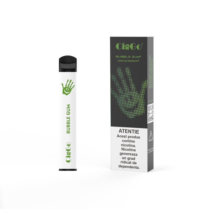 Kit Tigara Electronica CIGGO J12- 600 - Bubble Gum, Dispozitiv de unica folosinta, 2ml, 2% NicSalt, autonomie 600 pufuri