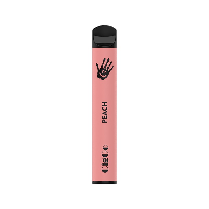 Kit Tigara Electronica CIGGO J1200- 600 - Piersici, Dispozitiv de unica folosinta, 2ml, 0% Nicotina, autonomie 600 pufuri