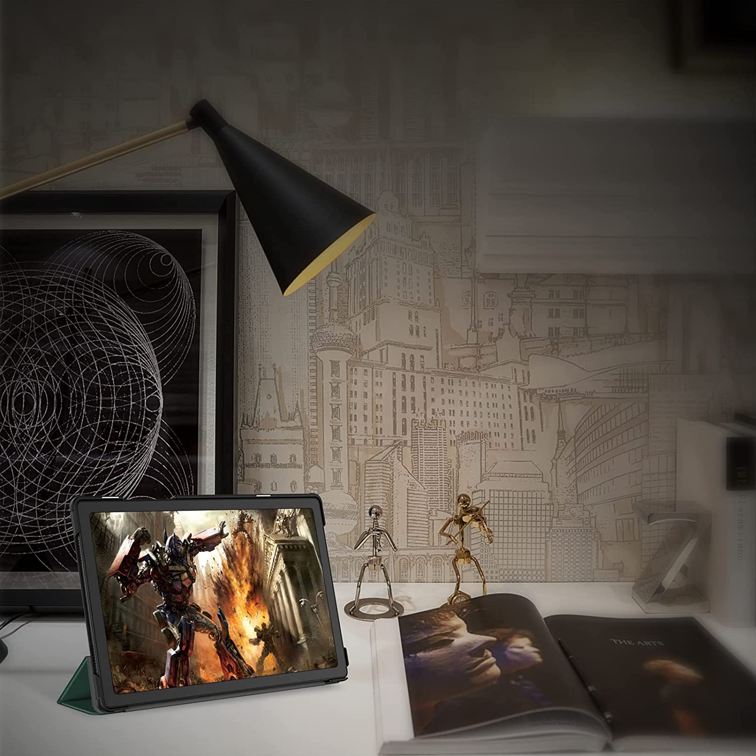 Husa Slim Sigloo, Smart Cover, Trifold, pentru tableta Lenovo Tab M9, TB-310FU, 9 inch, Pine Green