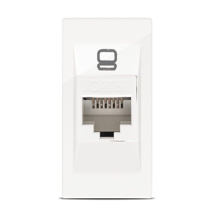 Контакт UTP RJ45 Elbi Moda Voice Modular Cat6E 1 Module Glossy White