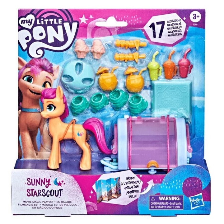 Póni Figurák Készlet Kiegészítőkkel, My Little Pony, Jégkása Kocsival, Sisak, Görkorcsolya, Témás Kiegészítők Jégkrém, Nyársak, Koktélok, Italok, Pizzás Doboz, 10 x 10 x 10 cm, Többszínű