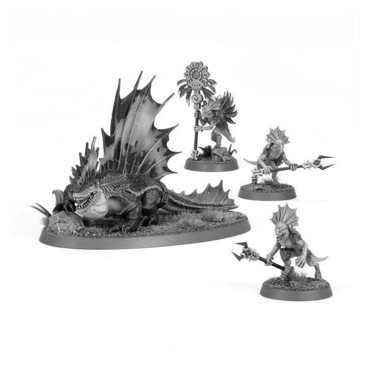 Spawn of Chotec Seraphon, комплект фигурки Warhammer Age of Sigmar, 4 миниатюри, 43 части