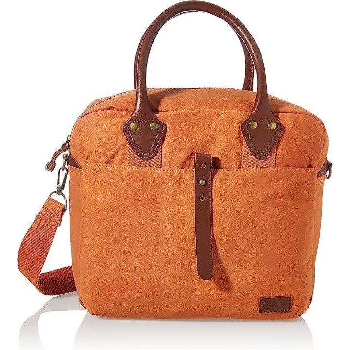 Geanta militara pentru laptop, Superdry, 36 x 34 x 14 cm, Bumbac, Portocaliu/Maro