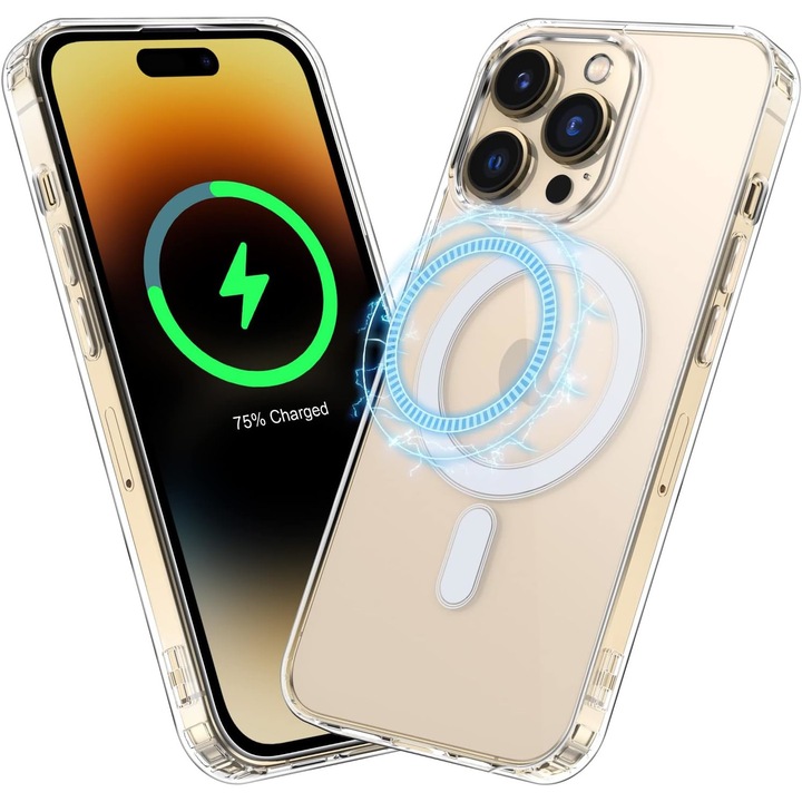 OEM MagSafe Alfalinux Mobiltelefon tok, kompatibilis az Apple iPhone 14 Pro Max készülékkel, átlátszó