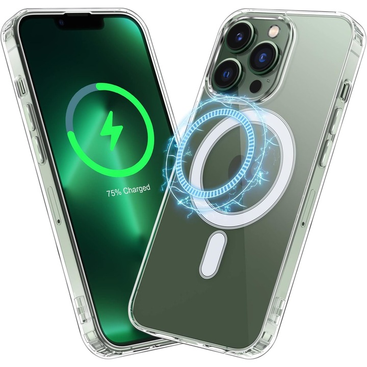 Magsafe tok, iPhone 13 pro max készülékkel kompatibilis, szilikon, átlátszó