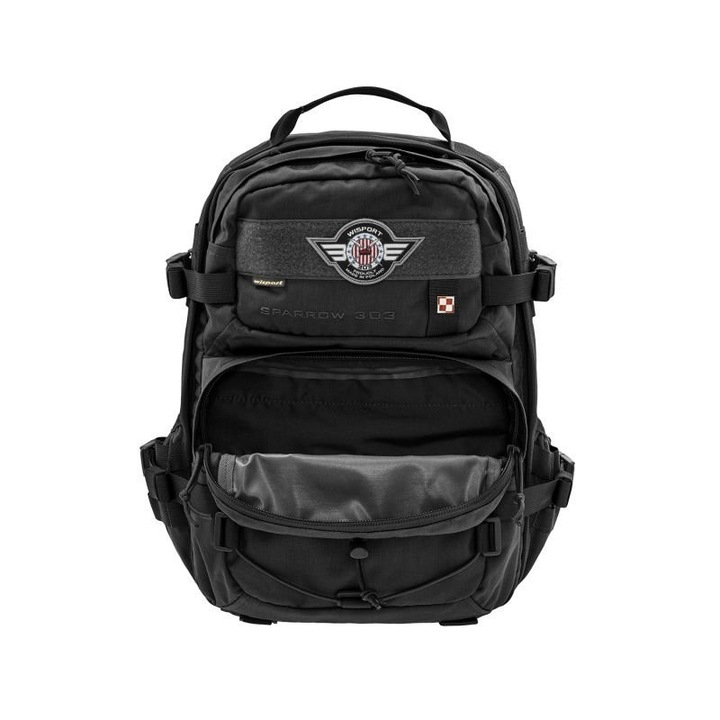 Rucsac militar Wisport Sparrow 303, Cordura 500D, 30L, negru, 50x35x30cm