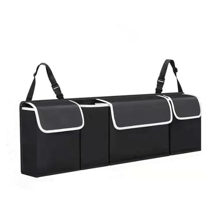 Органайзер за багажника на автомобила, MILMATT, 4 отделения за съхранение, 90 x 12 x 25 cm, черен