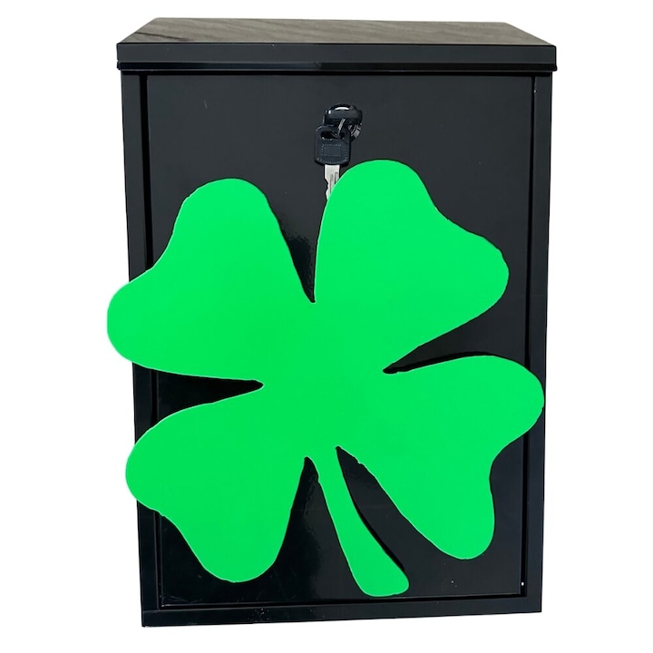 Пощенска кутия Vivatechnix Irish Clover KRO-1230, стомана, 400x250x100mm, черно/зелено, 2 ключа