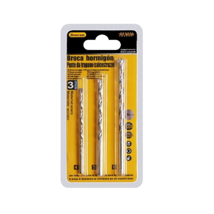 Set burghie de beton 3BUC, 4mm, 5mm, 6mm