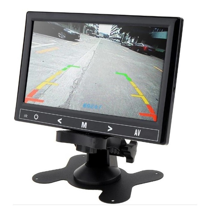 Autós monitor, kamera, univerzális, LCD, 600p, 12VDC, 24VDC, 7"