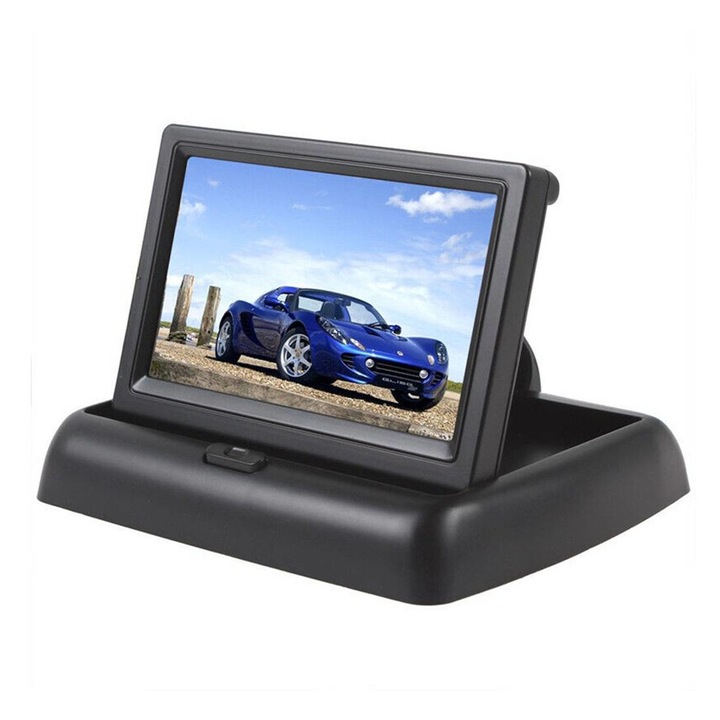 Autós monitor, kamera, összecsukható, LCD, 480p, 12VDC, 24VDC, 5"