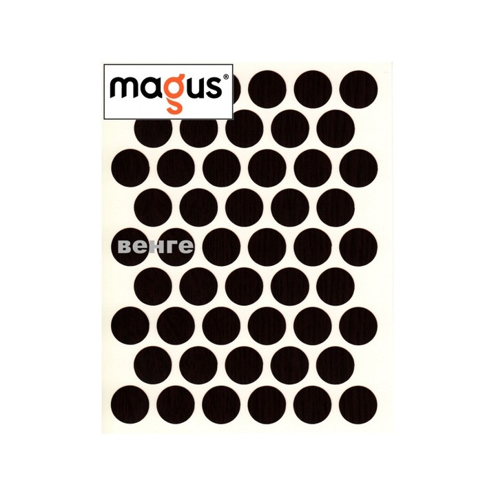 Öntapadó PVC díszek csavarokhoz, Ø14mm, 50 db, Wenge szín, MÁGUS