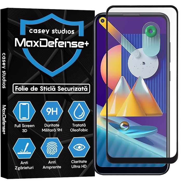 Folie Sticla CASEY STUDIOS™ kompatibilis Samsung Galaxy M11 / A11, Teljes Fedés 3D, Katonai Keménység, Ultra HD, Professzionális Képernyővédelem 3D, Karcolásgátló, Ütésálló, Fekete Szélek