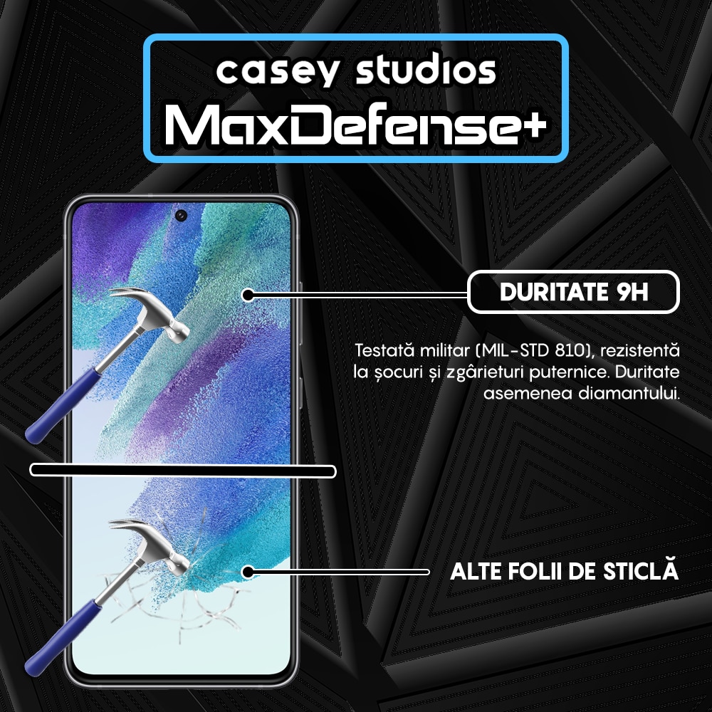Folie Sticla CASEY STUDIOS™ pentru Samsung Galaxy S21 FE 5G, Full Cover 3D, Full Glue, Duritate Militara, Ultra HD, Protectie Profesionala Ecran 3D, Anti Zgarieturi, Anti Socuri, Margini Negre