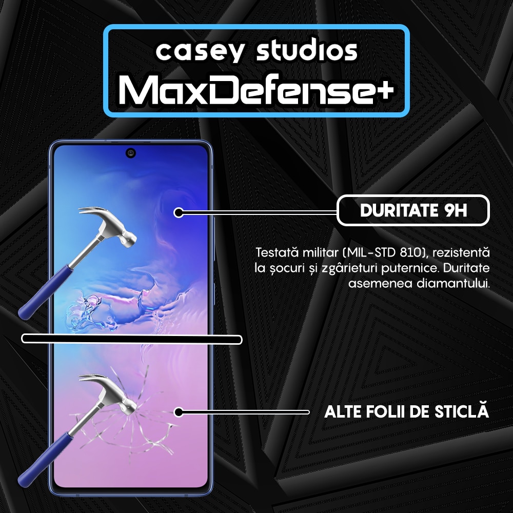 Folie Sticla CASEY STUDIOS™ compatibila cu Samsung Galaxy S10 LITE, Full Cover 3D, Full Glue, Duritate Militara, Ultra HD, Protectie Profesionala Ecran 3D, Anti Zgarieturi, Anti Socuri, Margini Negre
