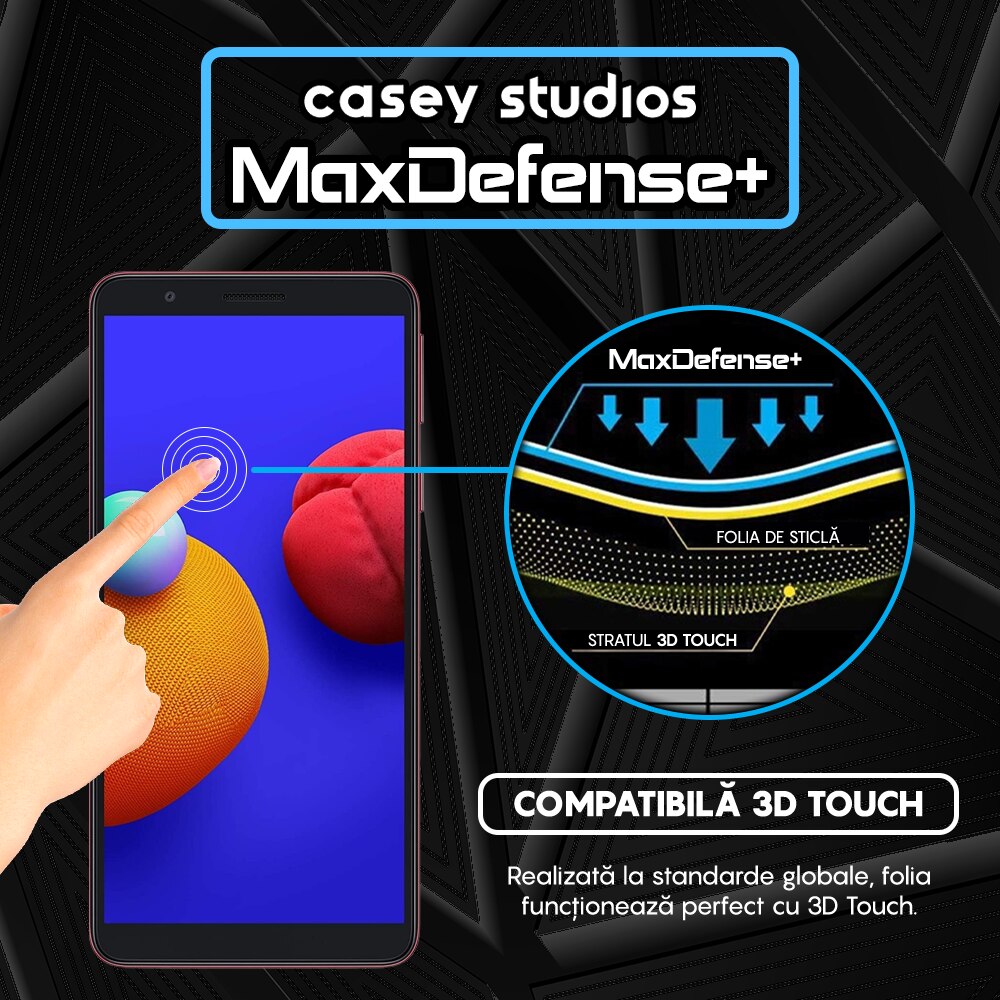 Folie Sticla CASEY STUDIOS™ pentru Samsung Galaxy M01, Full Glue, Duritate Militara, Ultra HD, Protectie Profesionala Ecran 3D, Anti Zgarieturi, Anti Socuri, Margini Negre