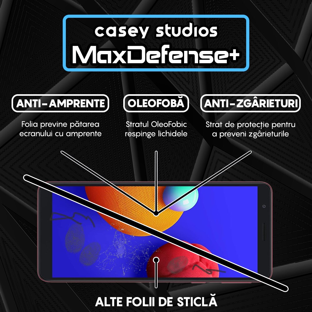 Folie Sticla CASEY STUDIOS™ pentru Samsung Galaxy M01, Full Glue, Duritate Militara, Ultra HD, Protectie Profesionala Ecran 3D, Anti Zgarieturi, Anti Socuri, Margini Negre