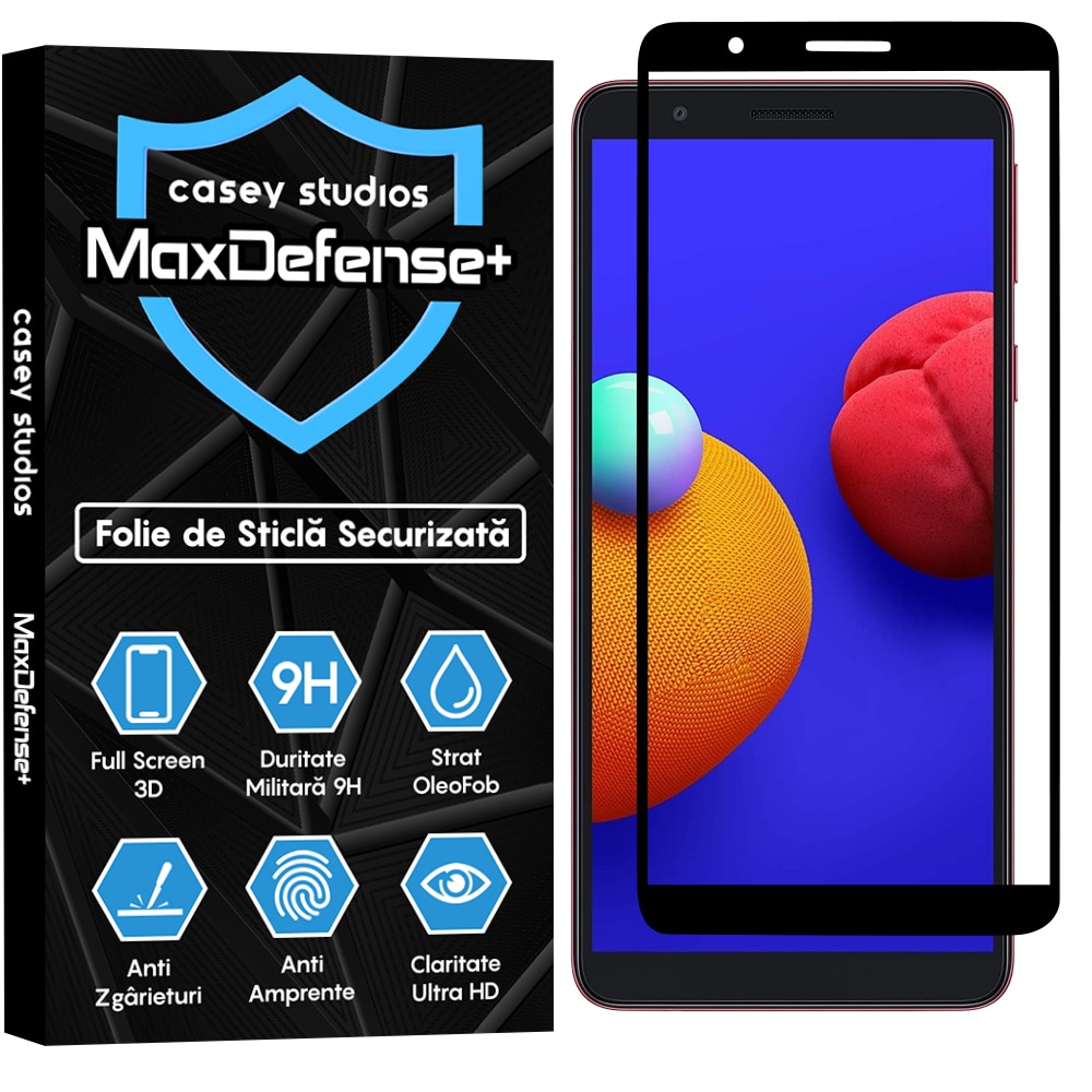 Folie Sticla CASEY STUDIOS™ pentru Samsung Galaxy M01, Full Glue, Duritate Militara, Ultra HD, Protectie Profesionala Ecran 3D, Anti Zgarieturi, Anti Socuri, Margini Negre