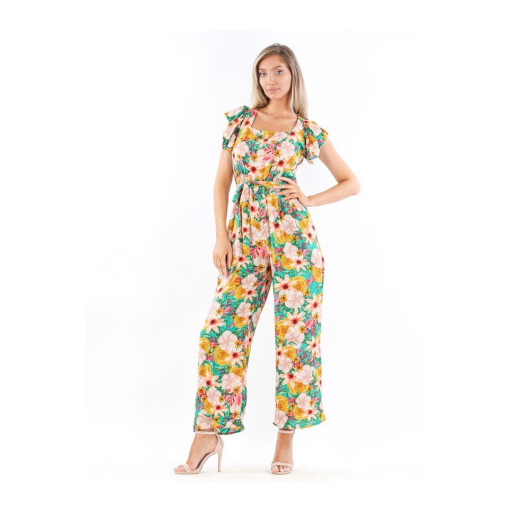 JayaOne női jumpsuit zöld sárgával, M INTL