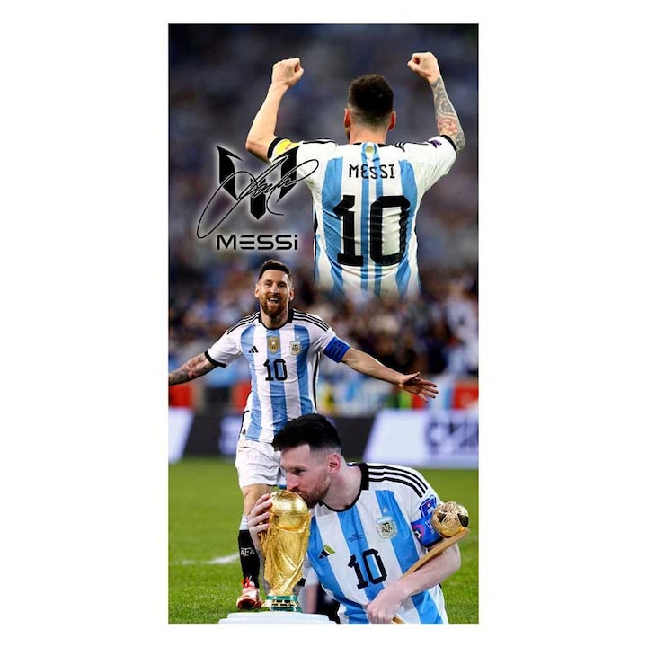 Хавлия за плаж Кингтекс Messi, 70x140см, 80% памук 20% полиестер, Многоцветно