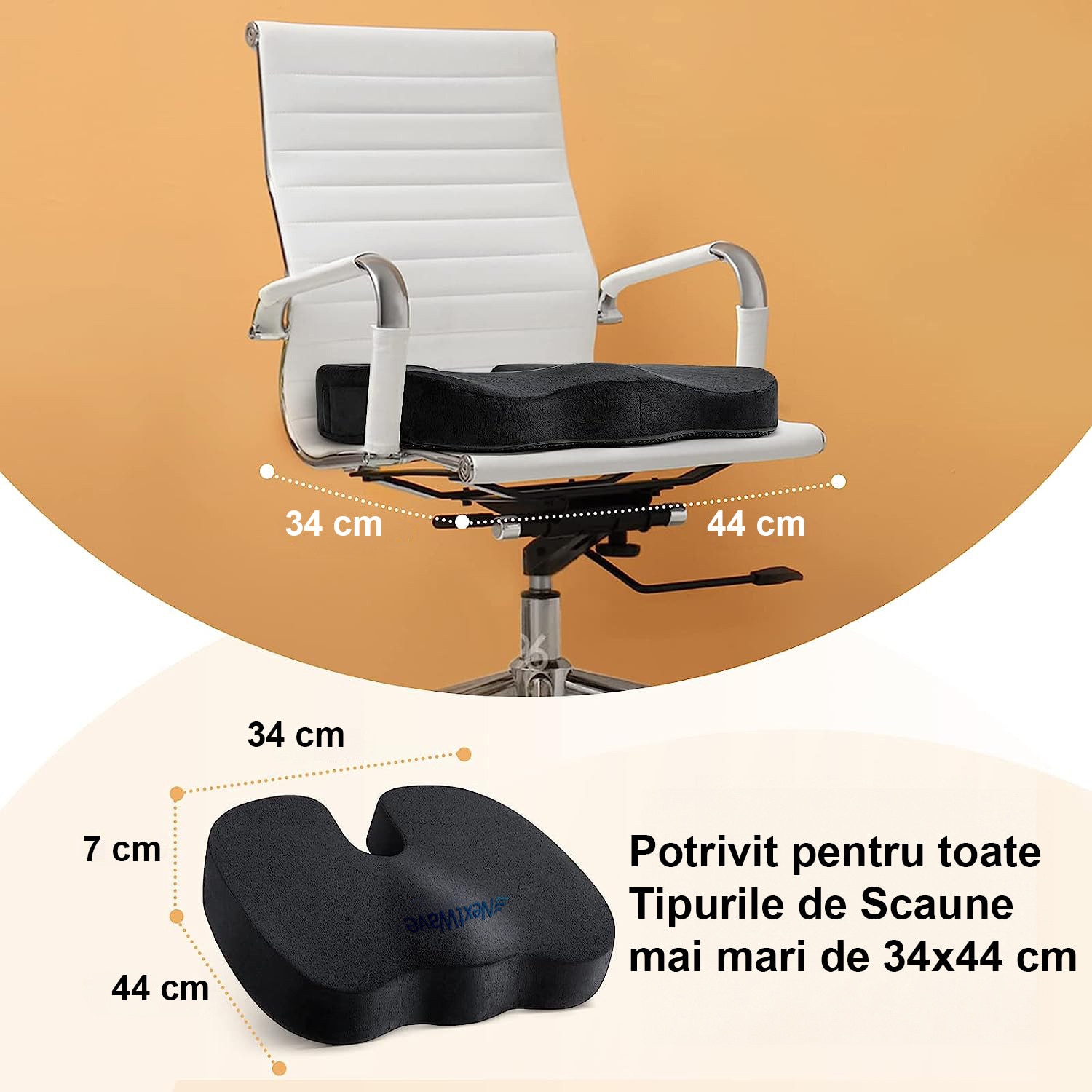 surpass クッション　cixeur afterbase nocare Perna ortopedica sezut NextWave®️, din spuma cu memorie, Coccis