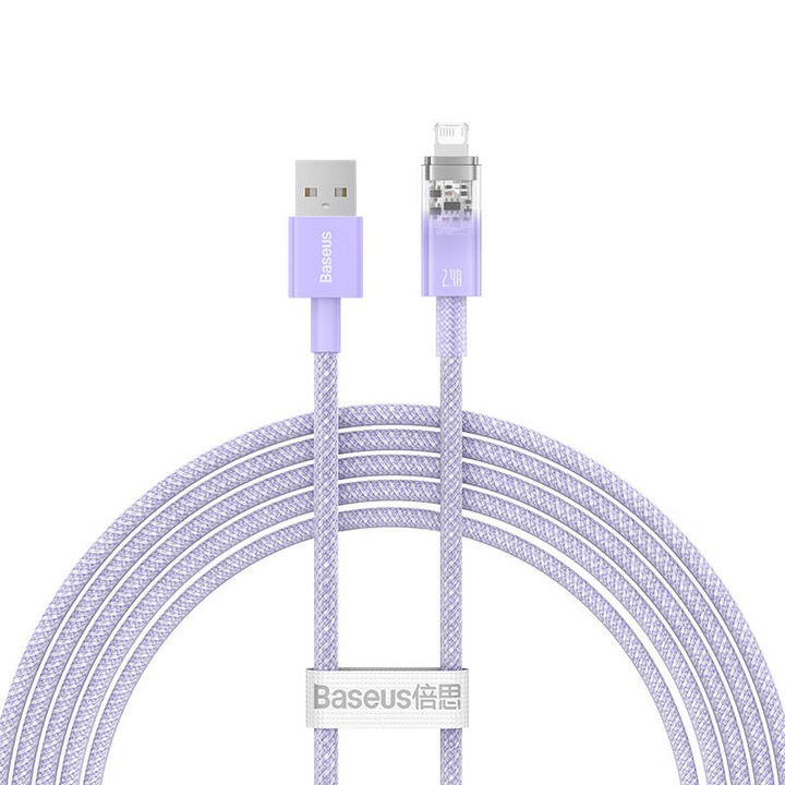 Baseus Explorer Series USB-A, Lightning gyorstöltő kábel, 2m, 2.4A, Lila