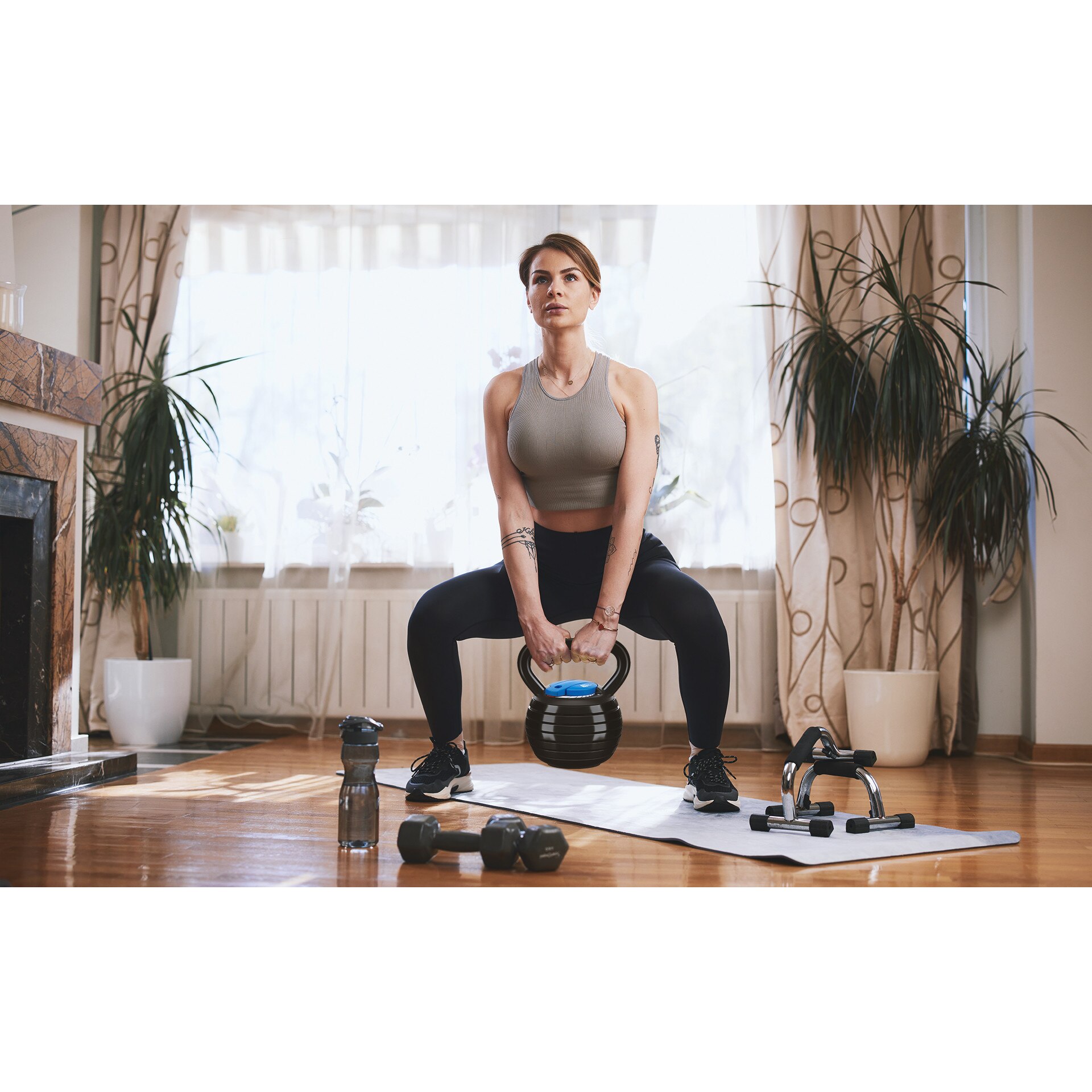 Set de kettlebell reglabil automat Athler Panda 3.0, 6 placi de ...