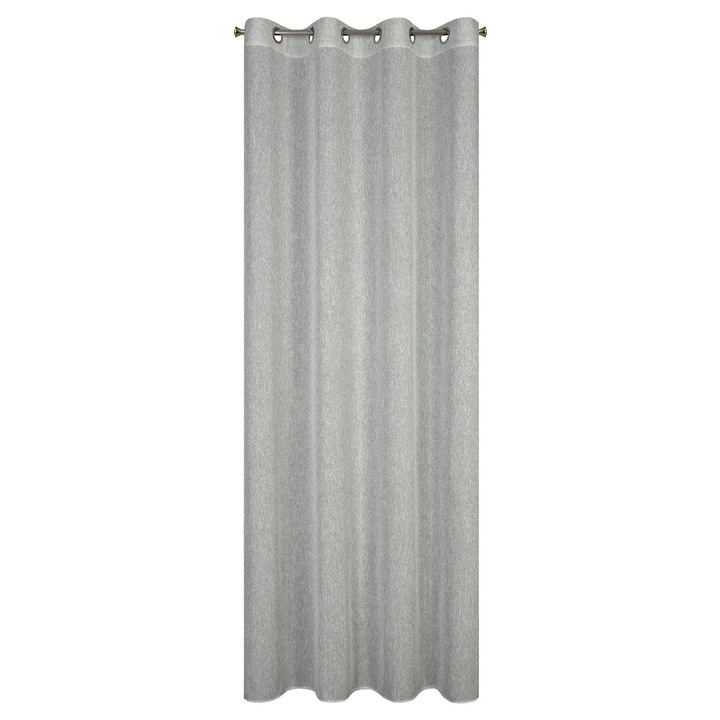 Eurofirany Kendal dekoratív függöny fém gyűrűkkel, 140x250 cm, ezüst, hálós szerkezetű, fényes cérnaszállal