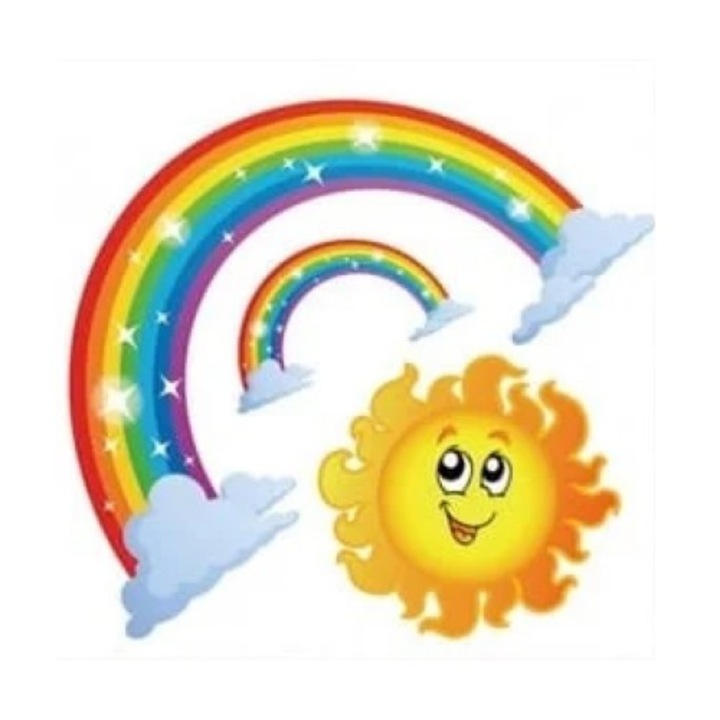 Sticker Decorativ pentru Perete, Curcubee cu Soare Vesel, Autocolant Autoadeziv, Premium, CBD CORAL BEST DEALS