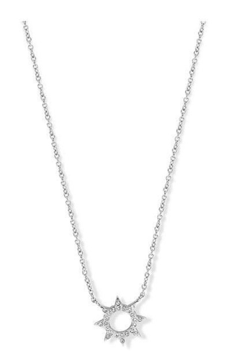 Colier de soare din piatra alba de culoare argintie Victoria