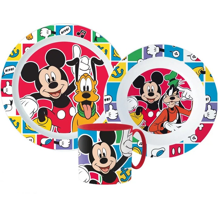 Set de vesela micro Disney Mickey cu cana de 265 ml (Better Together)