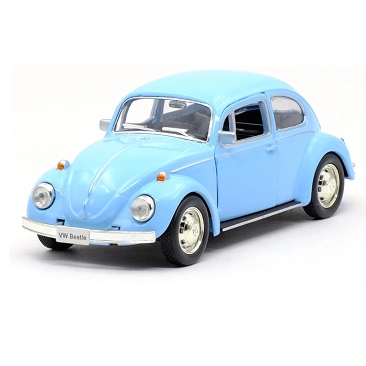Macheta metalica Kinsmart 1:34 Volkswagen Classical Beetle 1967, 12 cm, Bleu