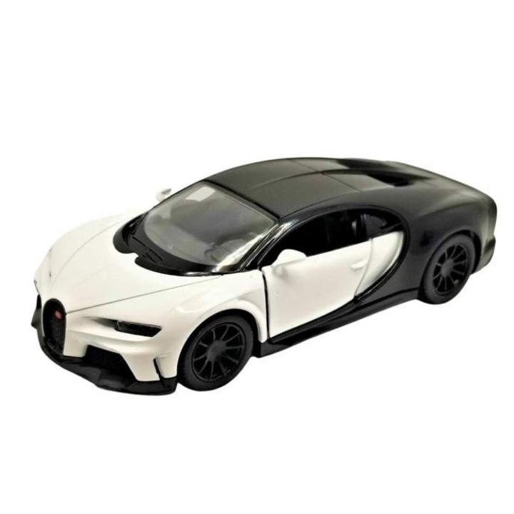 Macheta metalica Kinsmart 1:34 Bugatti Chiron Supersport, 12 cm, Alb