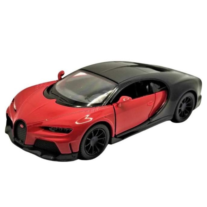 Macheta metalica Kinsmart 1:34 Bugatti Chiron Supersport, 12 cm, Rosu