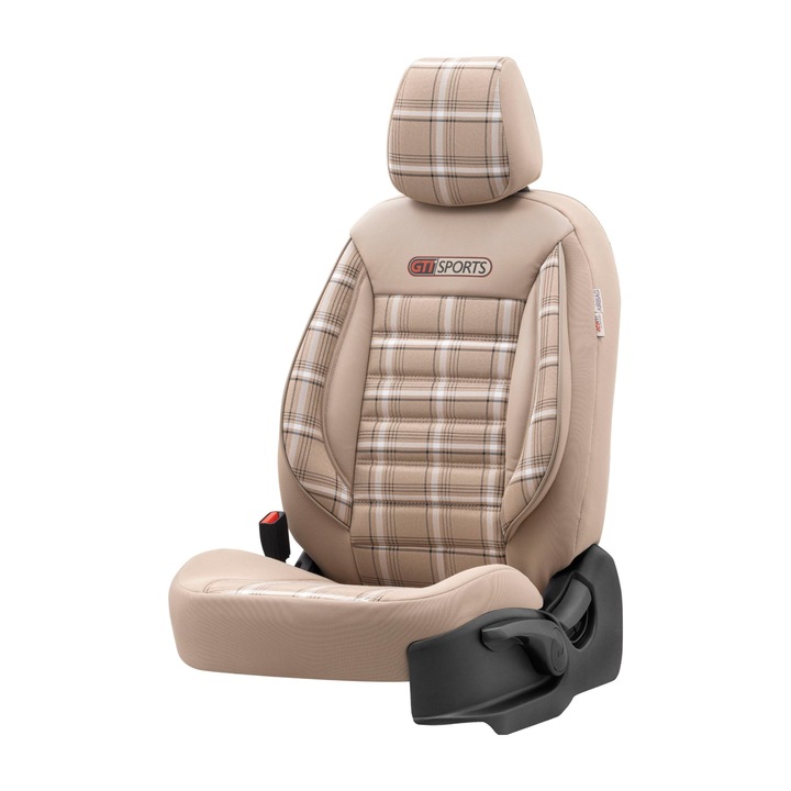 Set Huse scaun Auto GTI816 Sport ALB BEJ 11 Piese