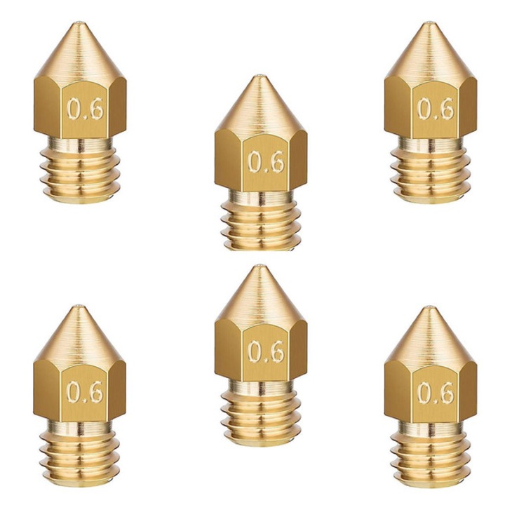 Комплект от 6 дюзи за принтер, JENUOS®, Продуктите са изработени от здрав месинг, 0,6 мм, злато