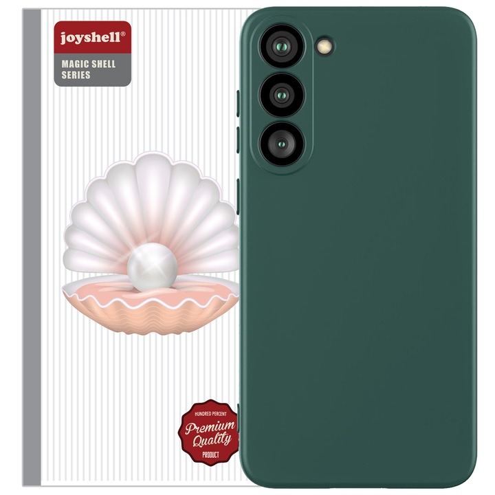 Husa Joyshell pentru Samsung Galaxy A54, SIlicon Catifelat Cu Interior Microfibra, Protectie la Camere, Verde inchis